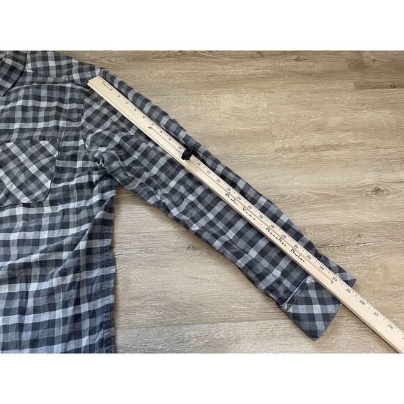 Men's Theory Sz 2XL Gray Black‎ Long Sleeve Plaid Button Up Shirt - Picture 6 of 7
